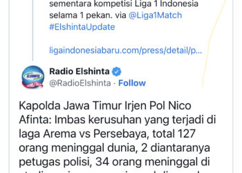 Kerusuhan di Stadion Kanjuruhan, 127 Orang Meninggal Dunia