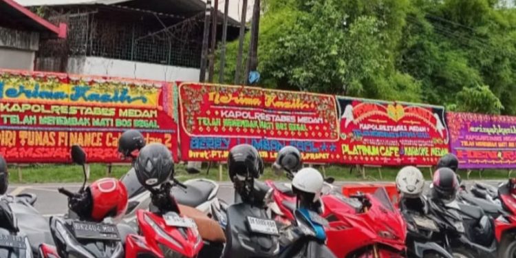 Tembak Mati Begal Sadis, Polrestabes Medan Dibanjiri Bunga Papan