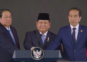 Prabowo, SBY dan Jokowi Tekan Tombol Bersama Peluncuran Danantara