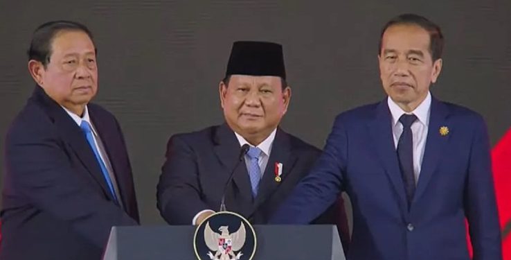 Prabowo, SBY dan Jokowi Tekan Tombol Bersama Peluncuran Danantara