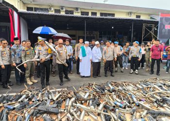 Usai Bakar 33 Kg Sabu, Polrestabes Medan Hancurkan Ratusan Knalpot Brong