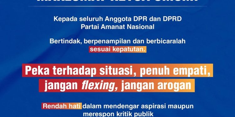 Ketum PAN Keluarkan Maklumat, Minta Kader Rendah Hati & Jangan Pamer