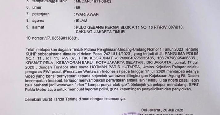 Polda Metro Jaya Benarkan Terima Laporan PWI terhadap H
